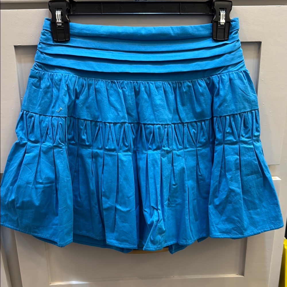 Ramy Brook Blue Pleated Bubble Mini Skirt